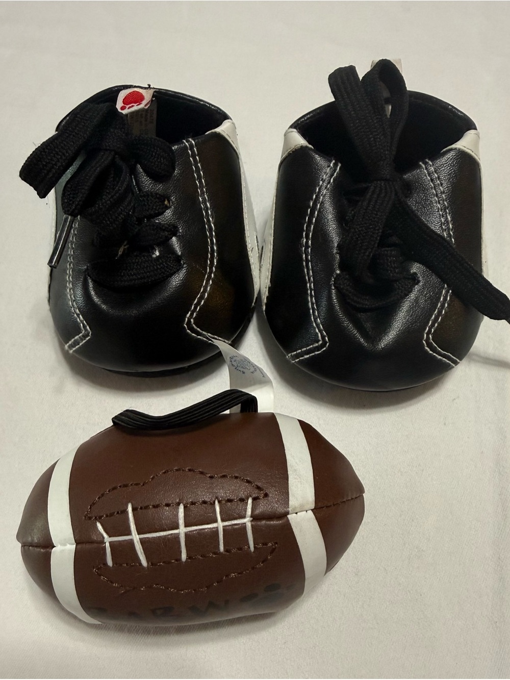 Build-A-Bear Black Lace-Up Football Shoes with Brown Football